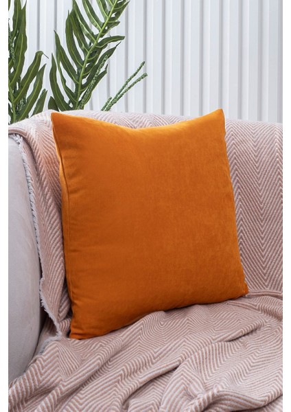 Turuncu Süet Kırlent Kılıfı, Şık ve Modern Dekorasyon İçin Ideal