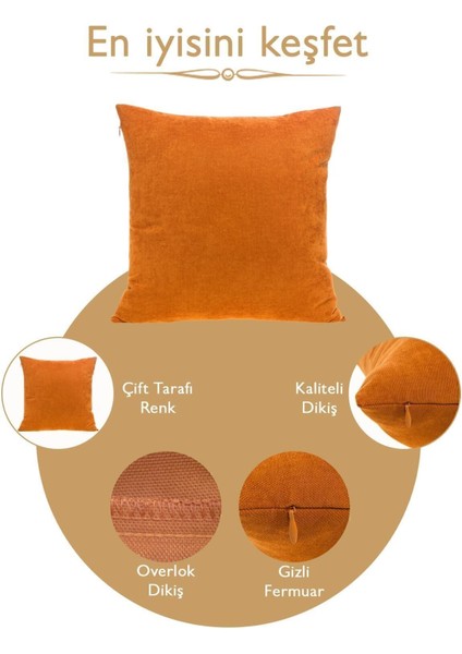 Turuncu Süet Kırlent Kılıfı, Şık ve Modern Dekorasyon İçin Ideal