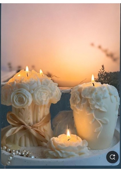 3'lü Kokulu Mum Seti, Vanilya Aroması, Beyaz Renk, Sıcak ve Huzurlu Atmosfer fiyatları