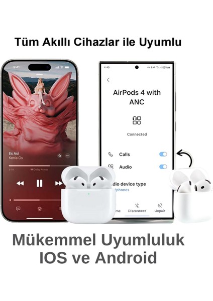 🔊4. Nesil Anc AirPodss Kulaklık – , Adaptive Audio & Conversation Awareness, Usb‑c Kablosuz Şarj – Ios & Android Uyumluluk