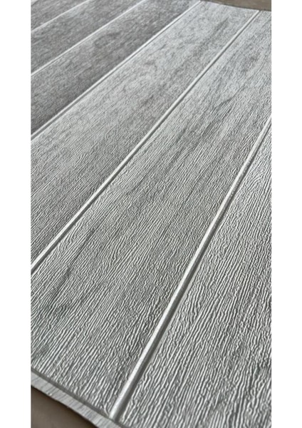 Gri Ahşap Desenli Kendinden Yapışkanlı Sünger Panel 70x35cm, 3D Renkli Dekorasyon Parçası