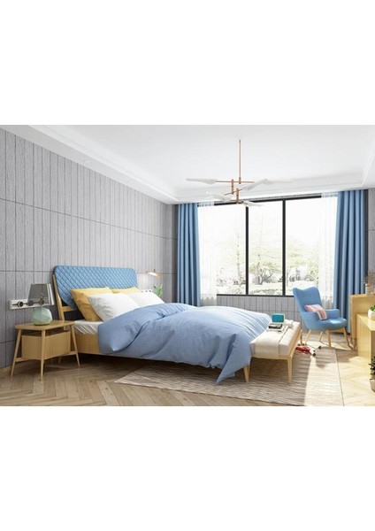 Gri Ahşap Desenli Kendinden Yapışkanlı Sünger Panel 70x35cm, 3D Renkli Dekorasyon Parçası