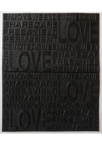 70x70cm Kendinden Yapışkanlı Siyah Love Desenli 3D Duvar Paneli