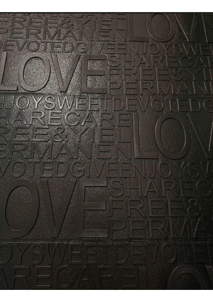 70x70cm Kendinden Yapışkanlı Siyah Love Desenli 3D Duvar Paneli