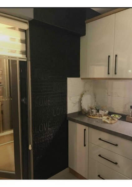 70x70cm Kendinden Yapışkanlı Siyah Love Desenli 3D Duvar Paneli