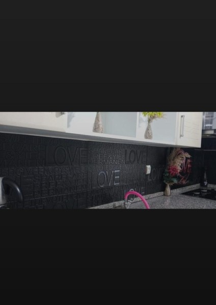 70x70cm Kendinden Yapışkanlı Siyah Love Desenli 3D Duvar Paneli