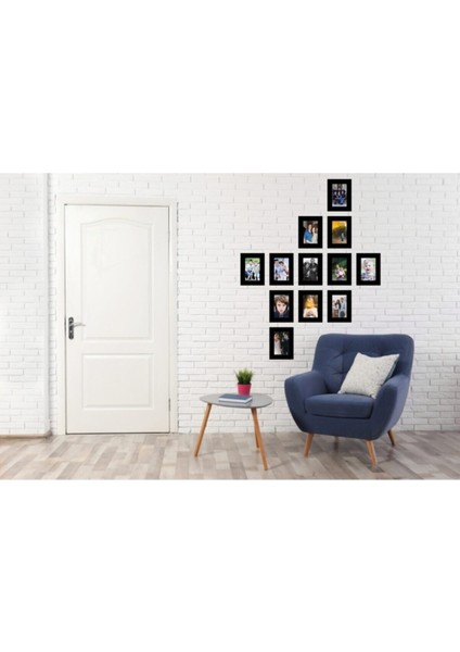 Siyah Ahşap 12'li 15x10 cm MDF Resim Çerçevesi, Dekoratif ve Şık Tasarım