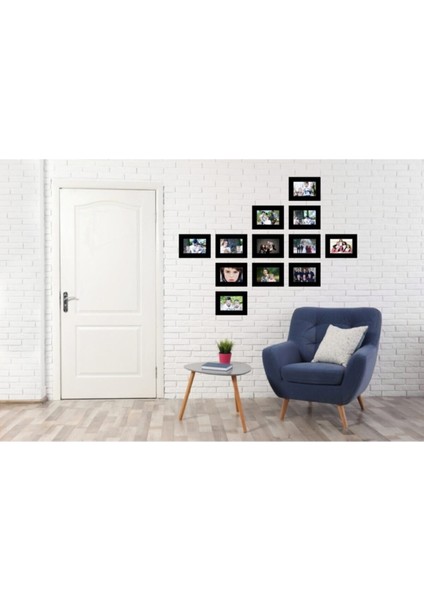 Siyah Ahşap 12'li 15x10 cm MDF Resim Çerçevesi, Dekoratif ve Şık Tasarım fiyatları