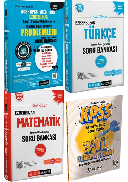 Muhakeme Problemleri Soru - 2026 Kpss Genel Yetenek Genel Kültür Ezberbozan Türkçe Matematik Tamamı Video Çözümlü Soru Bankası + 3 Deneme Hediye