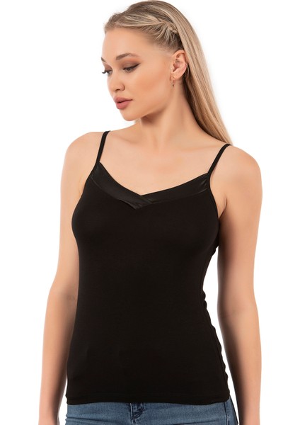 Özkan 2040 5'li Paket Kadın Viskon Saten Yaka Esnek Rahat Yumuşak Ince Askılı Atlet modelleri