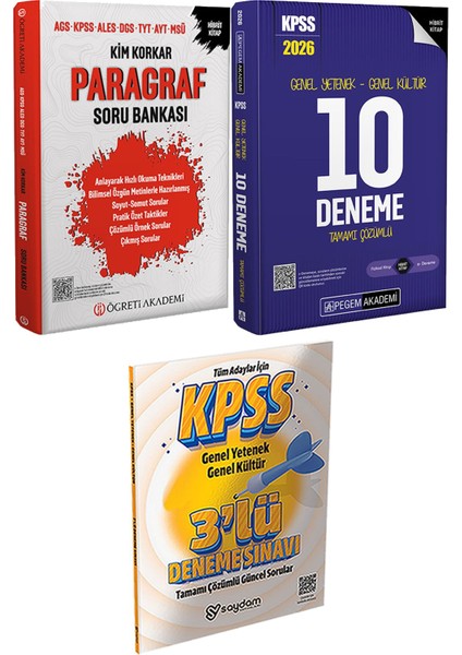 Kim Korkar Paragraf Soru Bankası - 2026 Kpss Genel Yetenek Genel Kültür Tamamı Çözümlü 10 Deneme + 3 Deneme Hediye