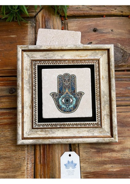 20x20 cm Taş Çerçeveli Eli Figürlü Estetik Duvar Dekoru, Ahşap, Beyaz, 1 Parça fiyatları