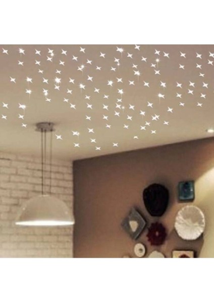 Altın Yıldız Dekoratif Ayna Seti, 5x5 ve 3x3 cm, Ahşap, Çift Taraflı Bantli, Duvar ve Tavan.