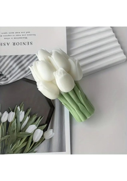 Beyaz Lale Temalı El Yapımı Mum ve Sabun Kalıbı, Şık ve Kullanışlı Tasarım