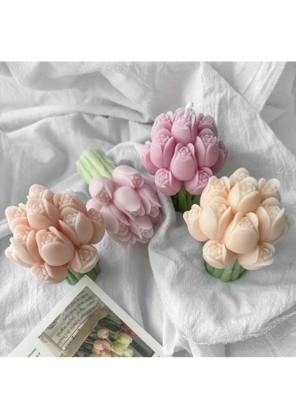 Beyaz Lale Temalı El Yapımı Mum ve Sabun Kalıbı, Şık ve Kullanışlı Tasarım fırsatları