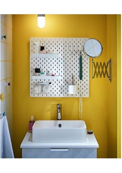 İki Taraflı Büyüteçli Yuvarlak Banyo Aynası, Cam, Gümüş Renk
