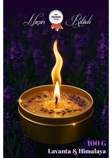 Lavanta kokulu dekoratif Himalaya mum, ortamı sakinleştirici ve arındırıcı bej renkli.