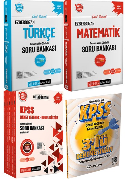 Ezberbozan Türkçe Matematik Çözümlü Soru - 2026 Kpss Ortaöğretim Soru Bankası Modüler Set Genel Yetenek Genel Kültür Tamamı Çözümlü (5 Kitap) + 3 Deneme Hediye
