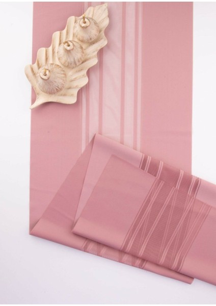 Pembe pudra runner masa örtüsü 40x140, pamuk, dikdörtgen şekil