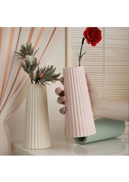 Şık Bohem Tarz Vazo, Ev Dekoru Saksı, Sağlam ve Dekoratif Tasarım, Beyaz