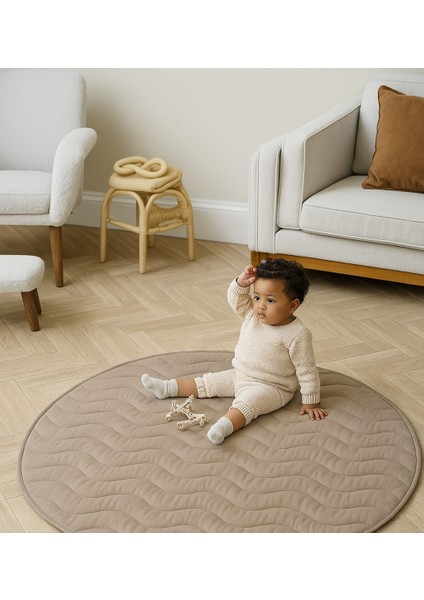 OEKO- TEX® Sertifikalı Elyaf Dolgulu Keten Karışımlı Bebek Oyun Matı – Yumuşak ve Nefes Alabilir