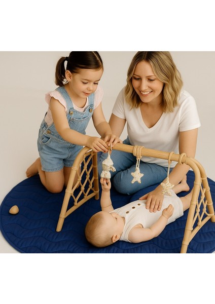 OEKO- TEX® Sertifikalı Elyaf Dolgulu Keten Karışımlı Bebek Oyun Matı – Yumuşak ve Nefes Alabilir