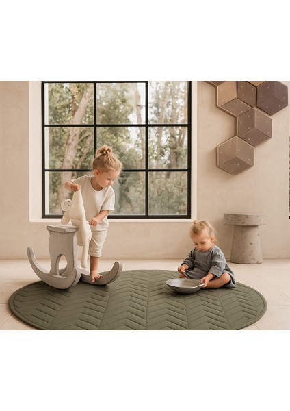 OEKO- TEX® Sertifikalı Elyaf Dolgulu Keten Karışımlı Bebek Oyun Matı – Yumuşak ve Nefes Alabilir