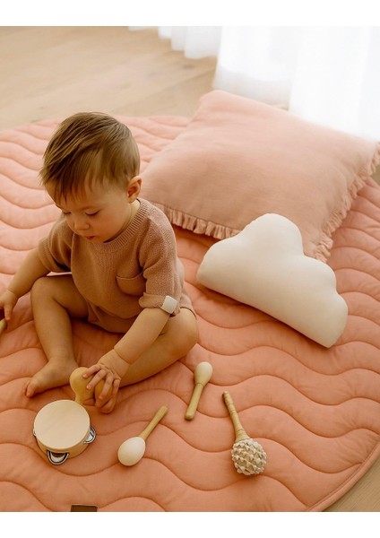 OEKO- TEX® Sertifikalı Elyaf Dolgulu Keten Karışımlı Bebek Oyun Matı – Yumuşak ve Nefes Alabilir