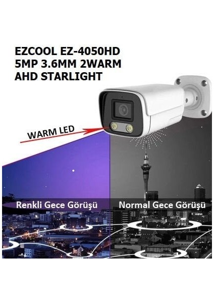 EZ-4050HD 5mp 3.6mm Fullcolor Ahd Bullet Kamera