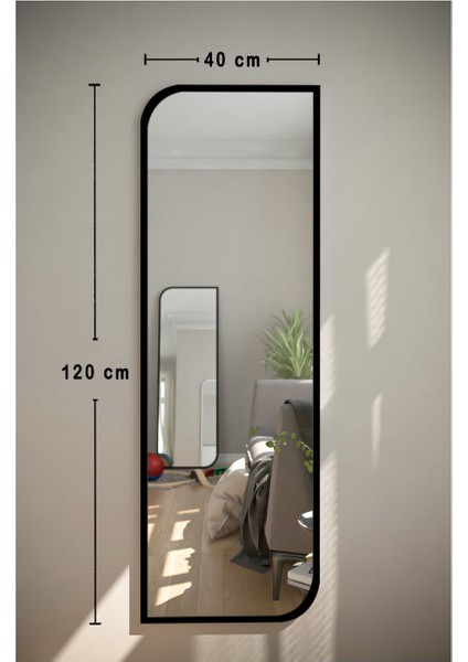 Siyah çapraz oval dekoratif duvar aynası 40x120 cm şık ve şık tasarım