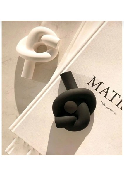 2'li Beton Şamdan Mumluk Seti, Siyah Beyaz, 4x8 cm, şık ve modern tasarım