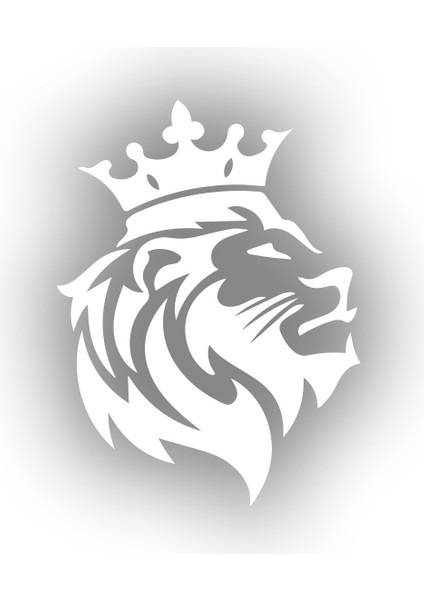 Kral Taçlı Aslan Sticker 17X17 cm Beyaz