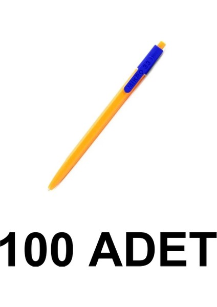 100 Adet Basmalı Tükenmez Kalem Kahveci Kalemi Mavi M-33