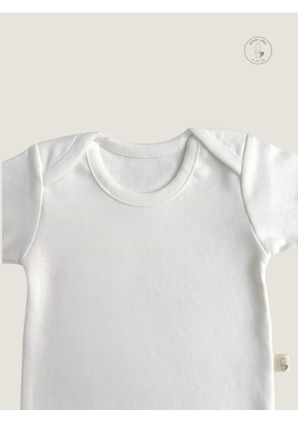 %100 Organik Pamuk Ekru Kısa Kollu 2 Adet Çıtçıtlı Bebek Body | Zıbın | Yenidoğan | 0-12 Ay fırsatları