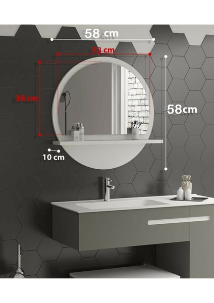 Yuvarlak Raflı 58cm Konsol, Beyaz, Çok Amaçlı ve Şık Tasarım