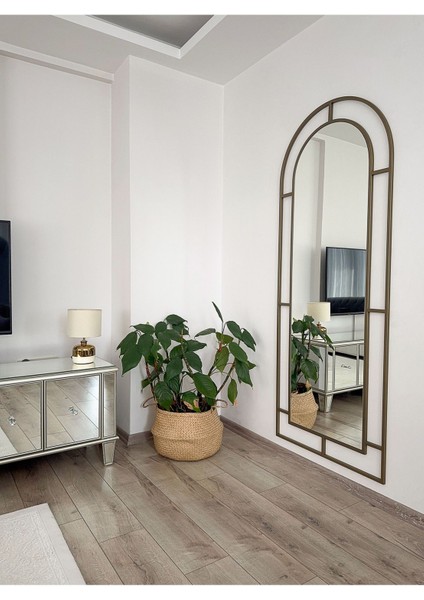 Çerçeveli Oval Ayaklı Metal Ayna, Renkli, 180x70 cm, Şık ve Modern Tasarım