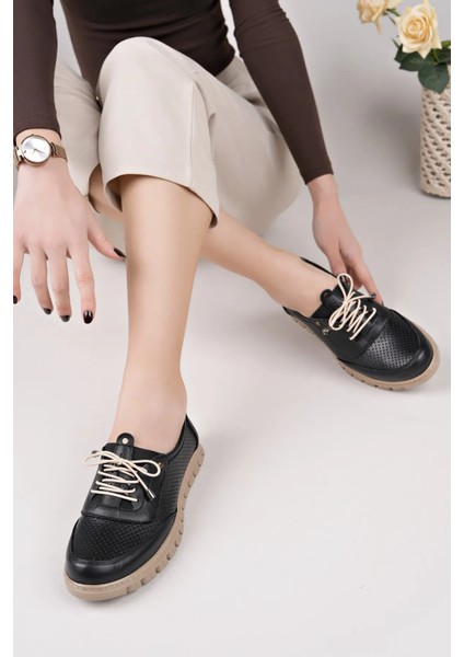 Hakiki Deri Ortopedik Delikli Lastikli Spor Model Günlük Kadın Babet Ayakkabı fiyatları