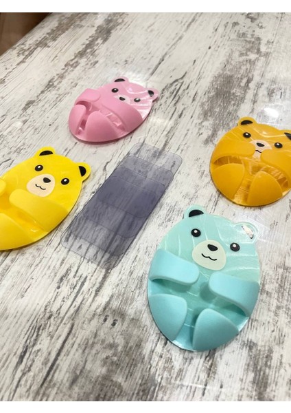 4 Adet Yapışkanlı Kablo Tutucu, Diş Fırçalık , Unisex Renkler