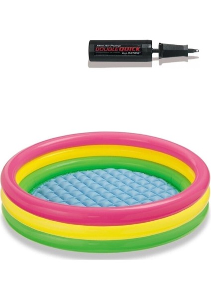 Renkli şişme havuz, 114x25 cm, pompa dahil, yaz keyfi için ideal eğlenceli ürün