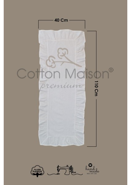 Vintage fırfırlı keten masa örtüsü, doğal ve şık 40x110 cm, dikdörtgen şekil fırsatları