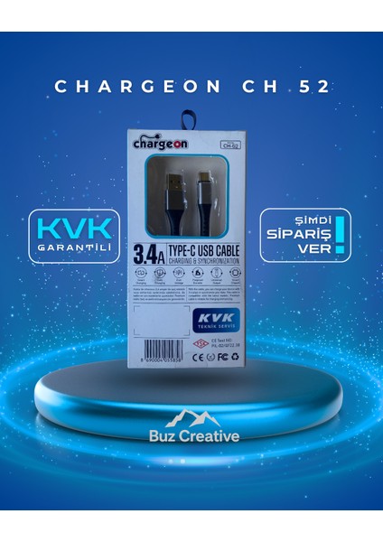 Kvk Garantili Chargeon Ch‑52 Type‑c Cable Fast Charger & Sync fırsatları