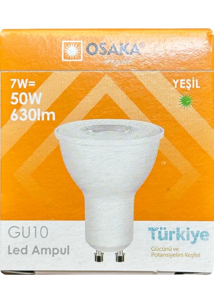 (3 Adet) Osaka 7W Yeşil Işık GU10 Duylu Led Çanak Ampul fiyatları