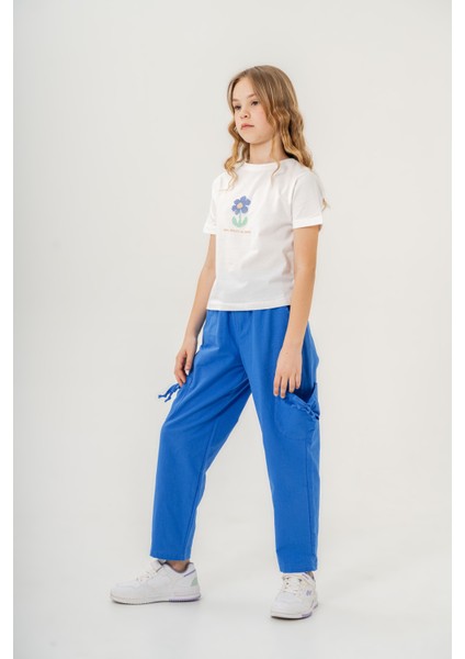 Kız Çocuk Pamuklu T-Shirt Keten Pantalonlu Yazlık Takım 6-9 Yaş fiyatları