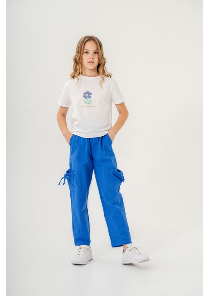 Kız Çocuk Pamuklu T-Shirt Keten Pantalonlu Yazlık Takım 6-9 Yaş indirimleri