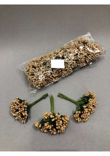 Altın Sarısı Gold Pıtırcık Cipso Nikah Şekeri Süsleme Tohumu, Beyaz, Demet, 144 Lü