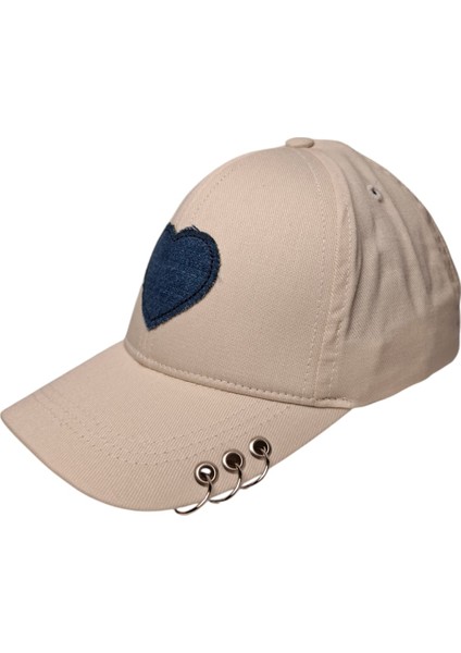 Spteks Kitti 4-8 Yaş Kız Çocuk Açık Bej Kalp Aplikeli Baskı Yazlık Şapka fiyatları