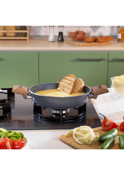 Seramik Tava 28 cm ve 20 cm Çift Kulplu Sahan Yapışmaz Yüzey