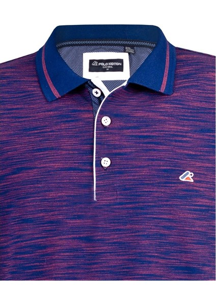 Polokoton % 100 Pamuk Marka Polo Yaka T-Shirt – Lacivert Oranj Renk, Iki Renkli Özel Pike Kumaş, Erkek Yazlık Model