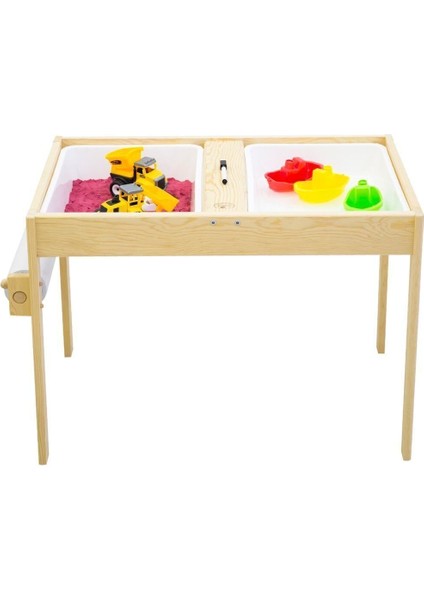 Ahşap Duyu Masası ve 2 Sandalyeli, Renkli ve Şık Tasarım, 3+ Yaş