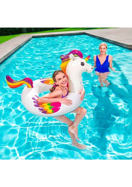 Bordo Unicorn Simidi, 119 cm, eğlence ve rahat yüzme deneyimi, 3+ yaş indirimleri